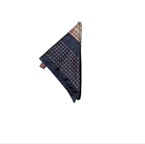 GINO POMPEII VINTAGE ITALIAN POCKET SQUARE Navy Red Cream Preppy Retro - Picture 1 of 6